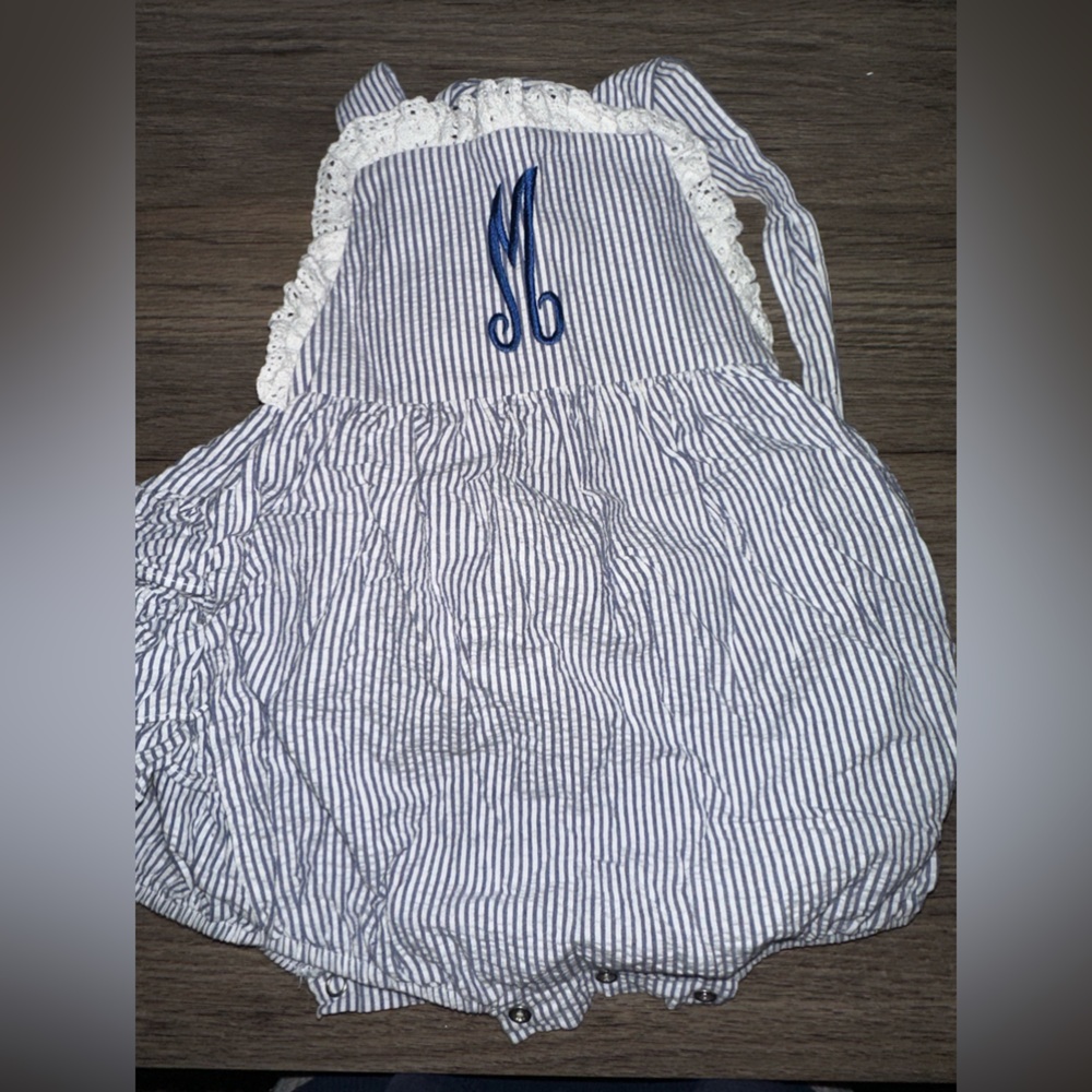 Striped Blue and White Kids One Piece